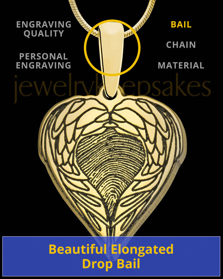 Solid 14K Gold Wings Thumbprint Pendant