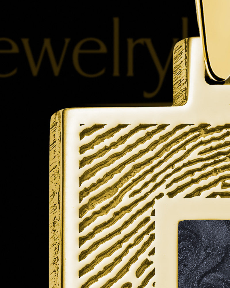 Gold Plated Sterling Silver Square Ash and Thumbprint Pendant