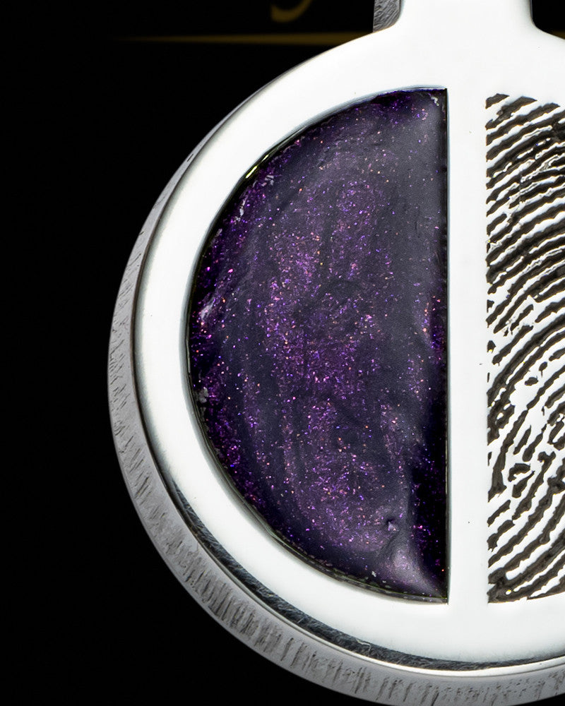 Sterling Silver Round Ash and Thumbprint Pendant