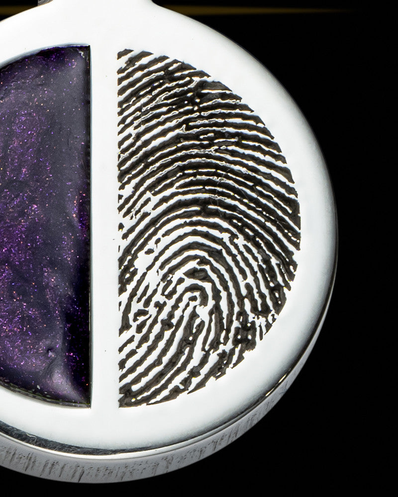 Sterling Silver Round Ash and Thumbprint Pendant