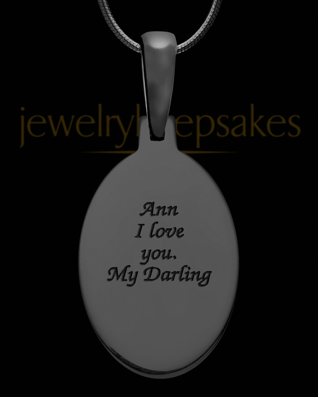 Black Sterling Silver Signature Oval Thumbprint Pendant