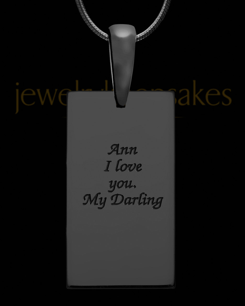 Black Sterling Silver Rectangle Signature Thumbprint Pendant