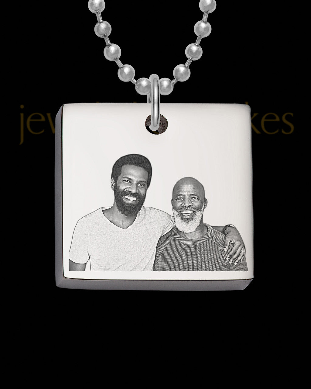 Silver Perfect Thick Square Photo Engraved Pendant