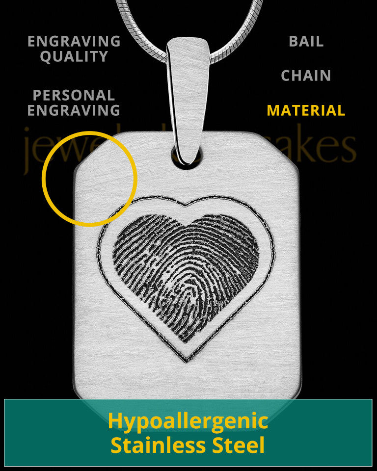 Stainless Steel Brushed Octagon with Heart Thumbprint Pendant