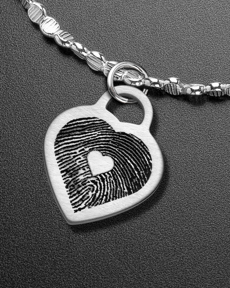 Brushed Small Heart Thumbprint Luxury Bracelet