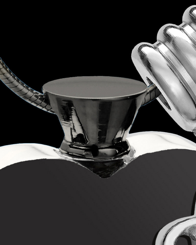 Black and Stainless Steel Enamored Heart With Birthstone Cremation Keepsake