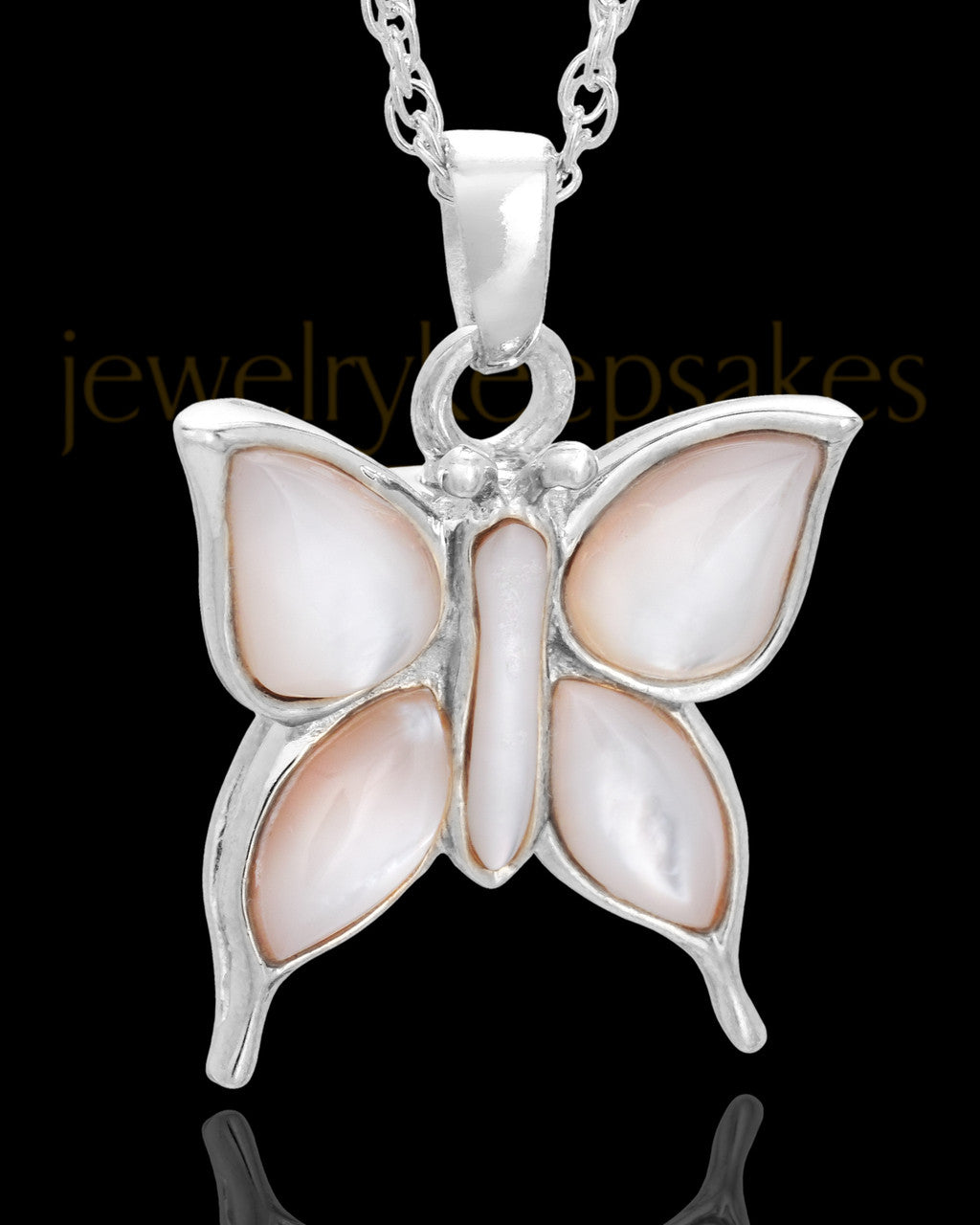 Cremation Charm 14K White Gold Dewy Butterfly Keepsake