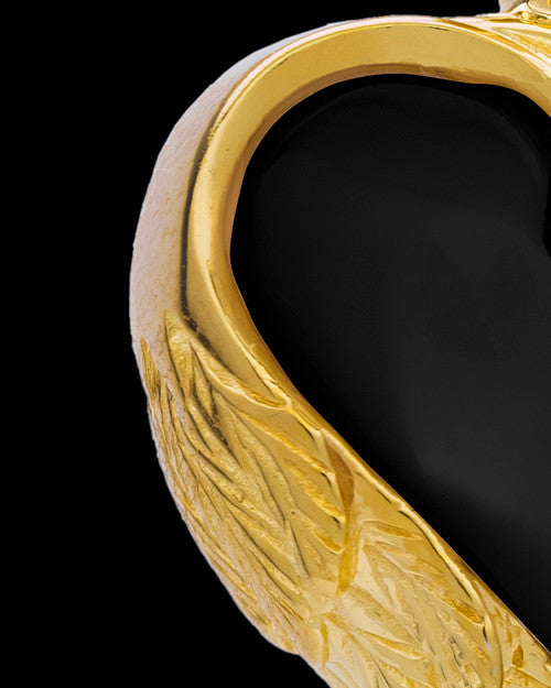 14K Gold Onyx Winged Heart Keepsake