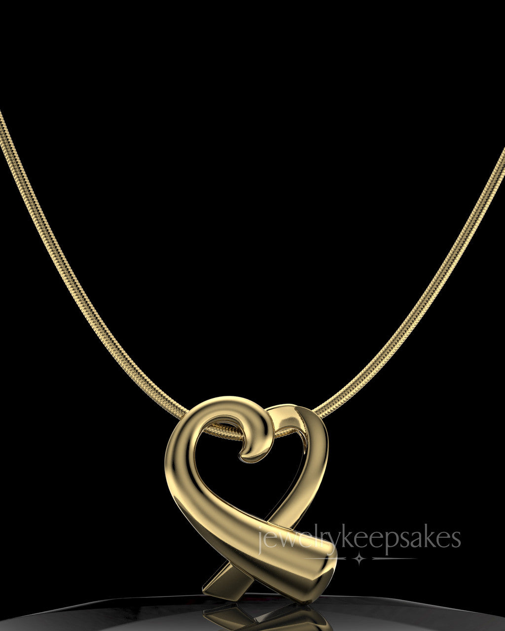 Gold Plated Ribboned Heart Permanently Sealed Waterproof Remembrance Pendant