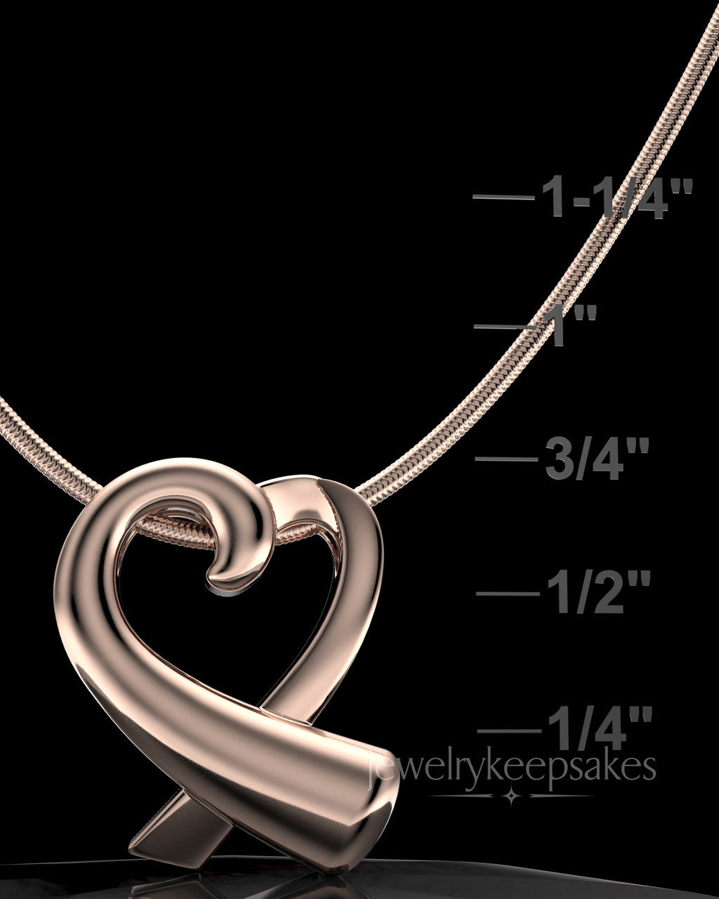 Rose Gold Plated Ribboned Heart Permanently Sealed Waterproof Cremation Pendant