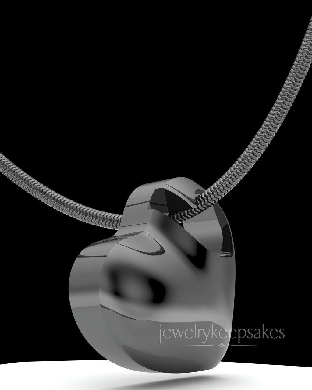 Black Plated Small Natural Heart Permanently Sealed Waterproof Cremation Pendant