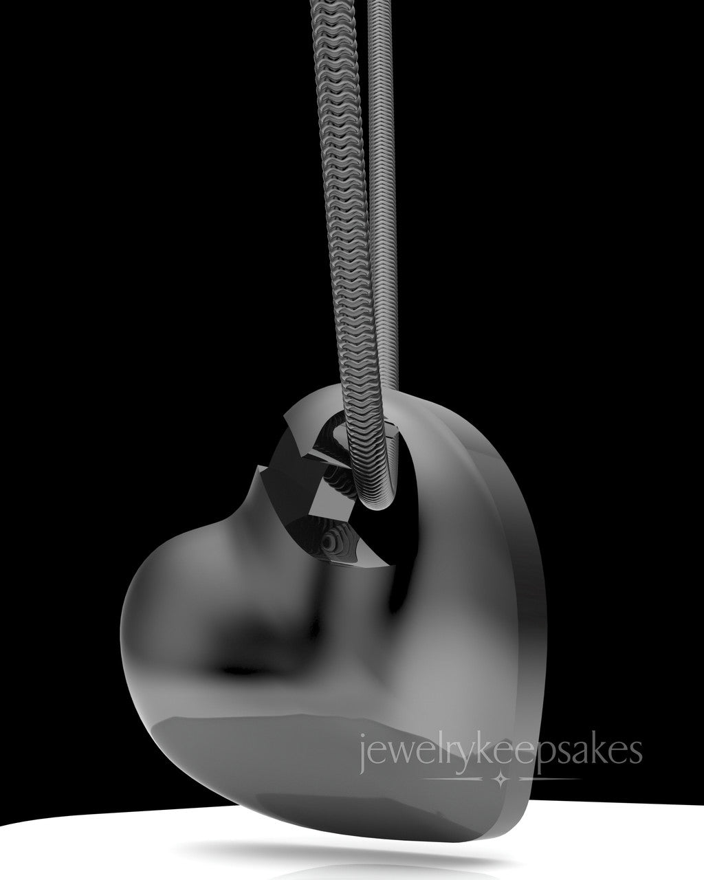 Black Plated Small Natural Heart Permanently Sealed Waterproof Cremation Pendant