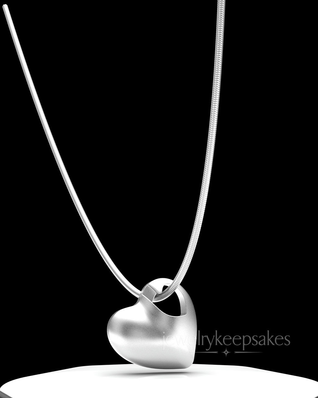 Sterling Small Natural Heart Permanently Sealed Waterproof Cremation Pendant