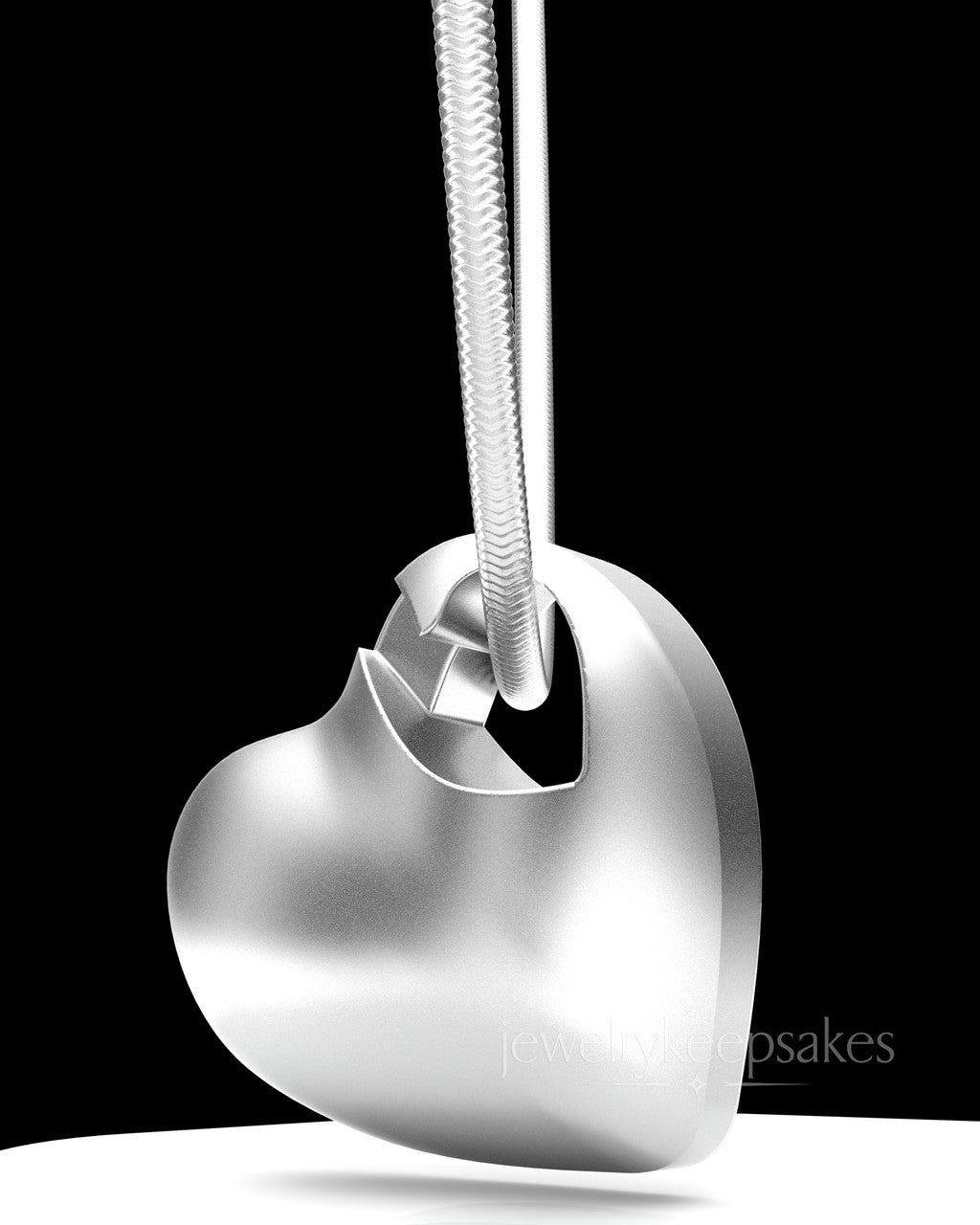 Sterling Small Natural Heart Permanently Sealed Waterproof Cremation Pendant
