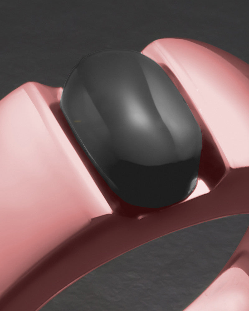 Ladies 14K Rose Gold Beguiling Black Onyx Ash Ring