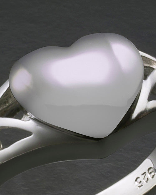 Ladies White Gold Filigree Heart Cremation Ring