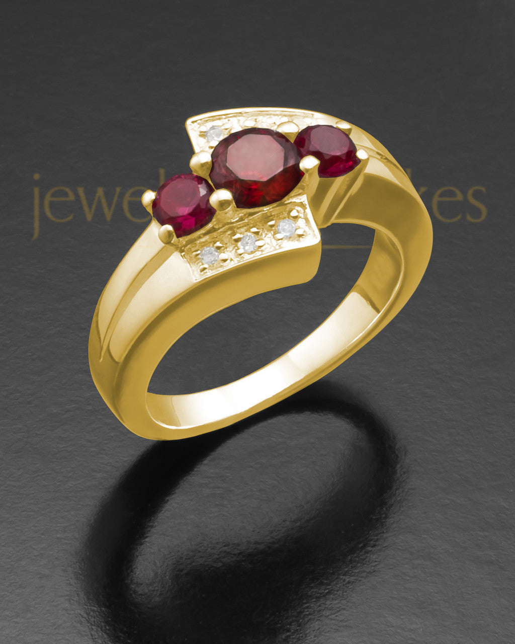 Ladies 14K Gold Radiant Red Cremation Ring