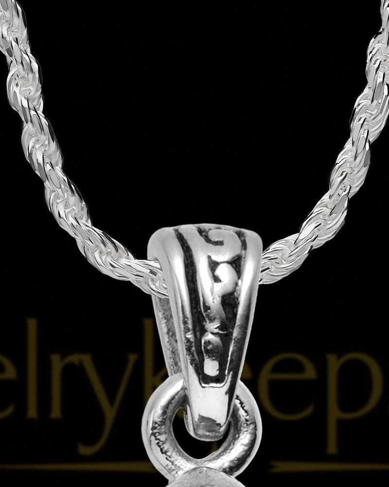 Stainless Decorated Teardrop  with Blue Stone Urn Pendant