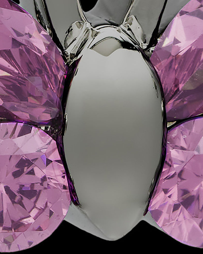 Black Plated Dancing Pink Butterfly Cremation Urn Pendant