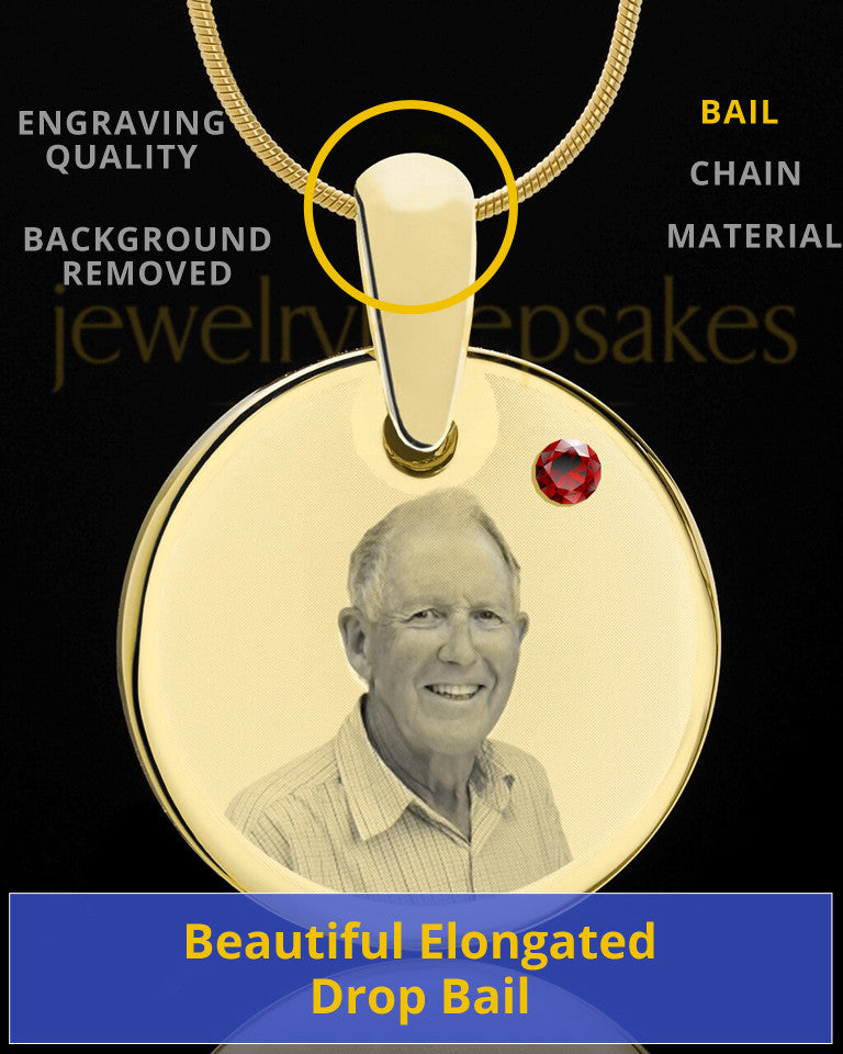 January Birthstone Gold Photo Round Pendant