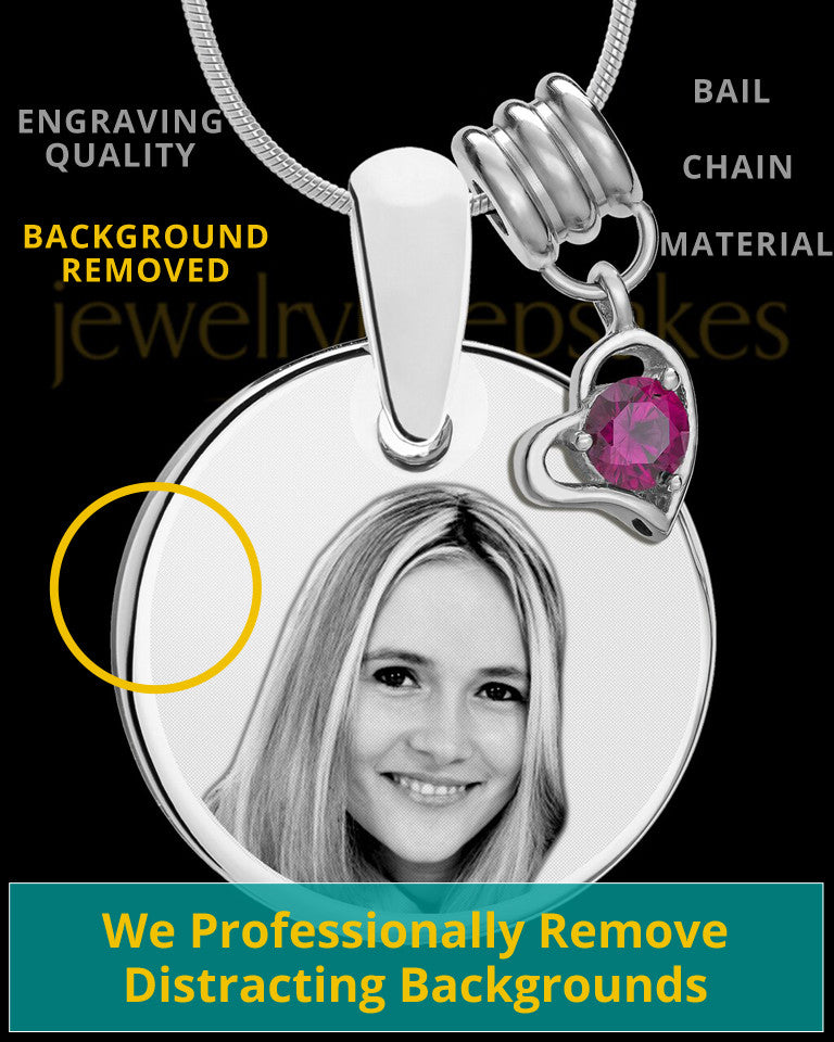 July Photo Engraved Round Pendant Stainless Steel