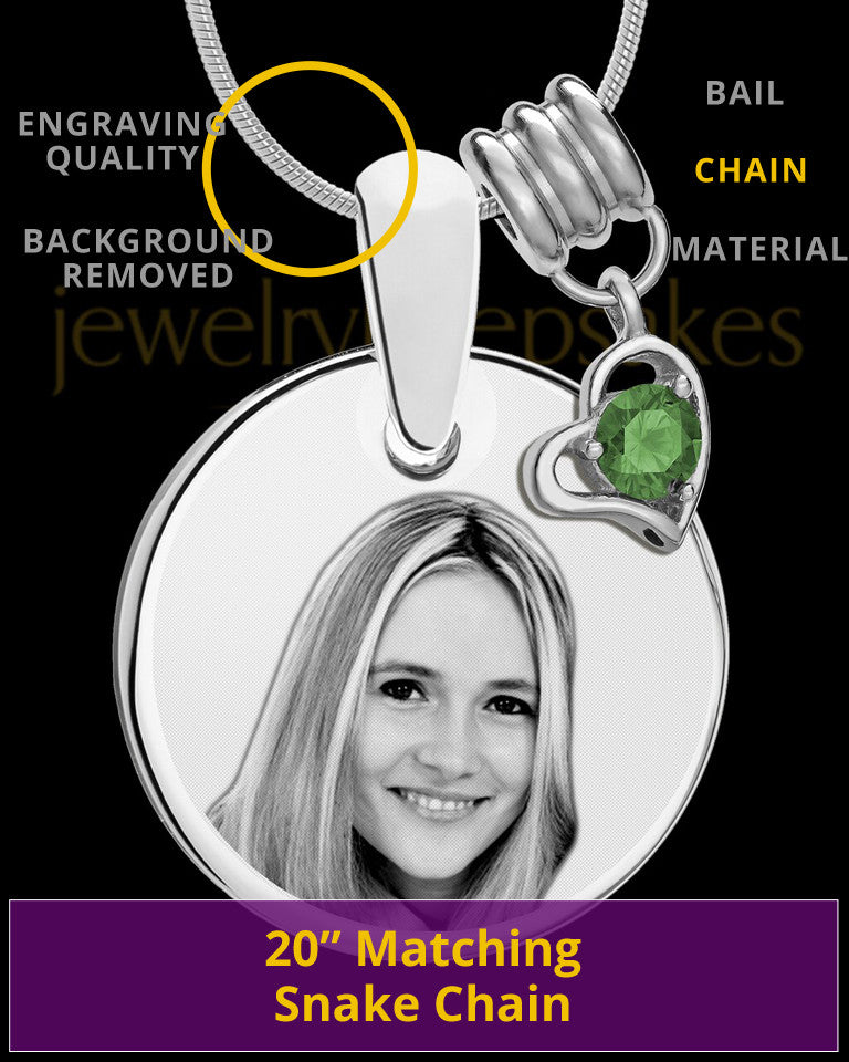 May Photo Engraved Round Pendant Stainless Steel