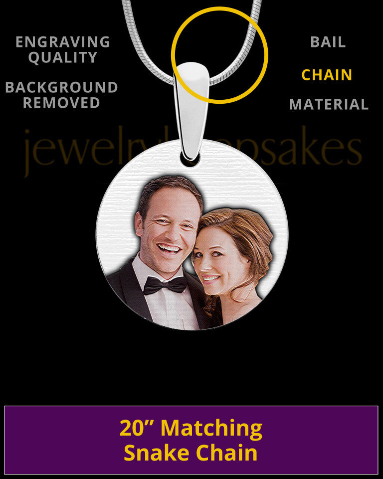 Round Full Color Photo Engraved Pendant Stainless Steel