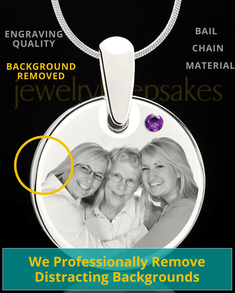 February Round Birthstone Stainless Steel Photo Pendant