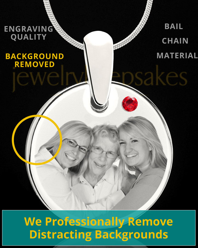 July Round Birthstone Stainless Steel Photo Pendant