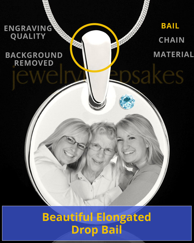 March Round Birthstone Stainless Steel Photo Pendant