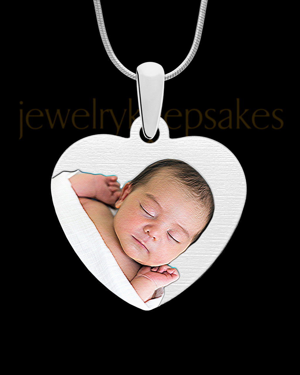Full Color Stainless Memories Heart-Shaped Photo Engraved Pendant