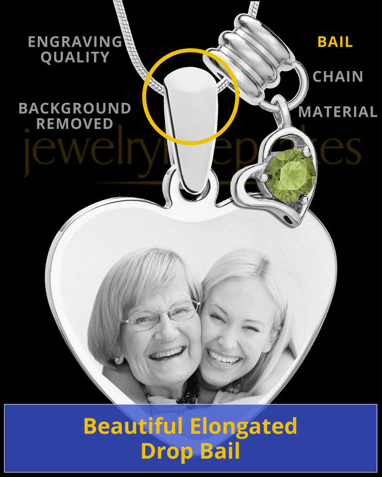 August Stainless Steel Memories Heart-Shaped Photo Engraved Pendant
