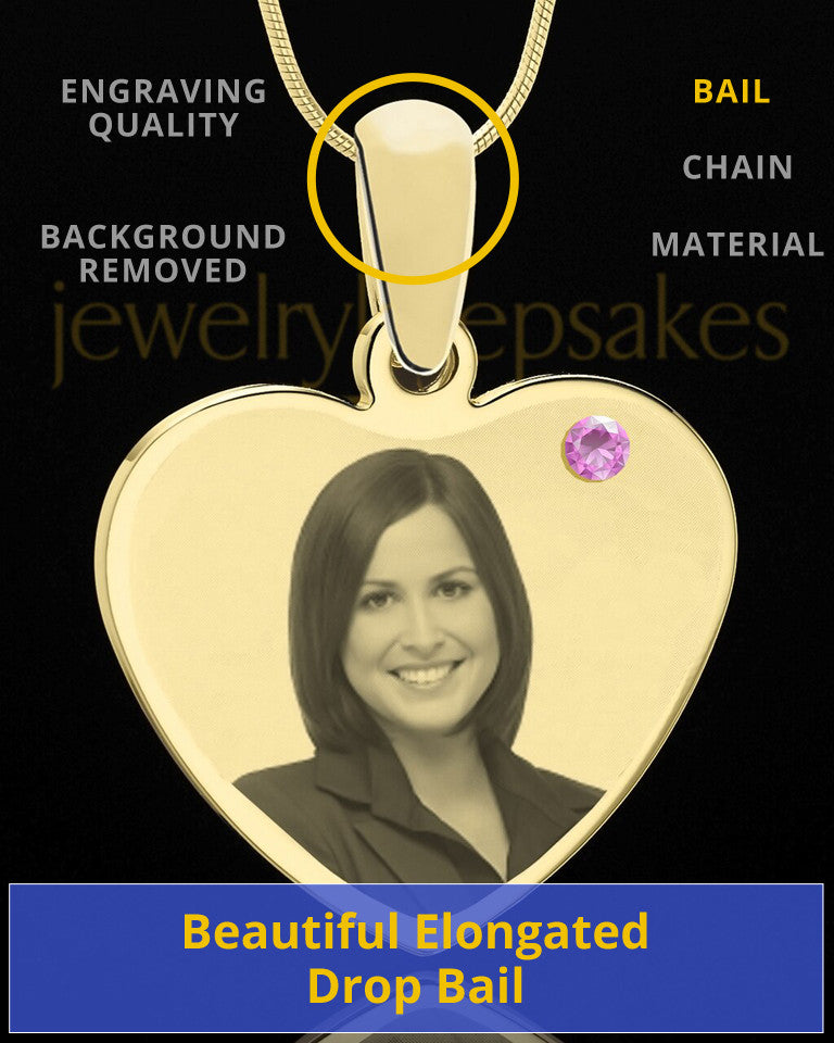 June Gold Heart Photo Engraved Pendant