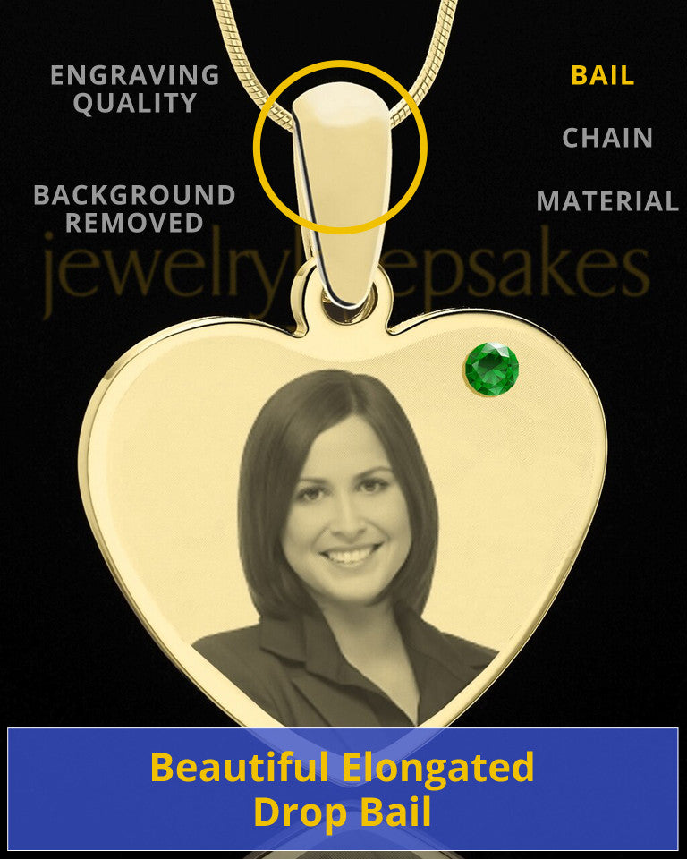 May Gold Heart Photo Engraved Pendant