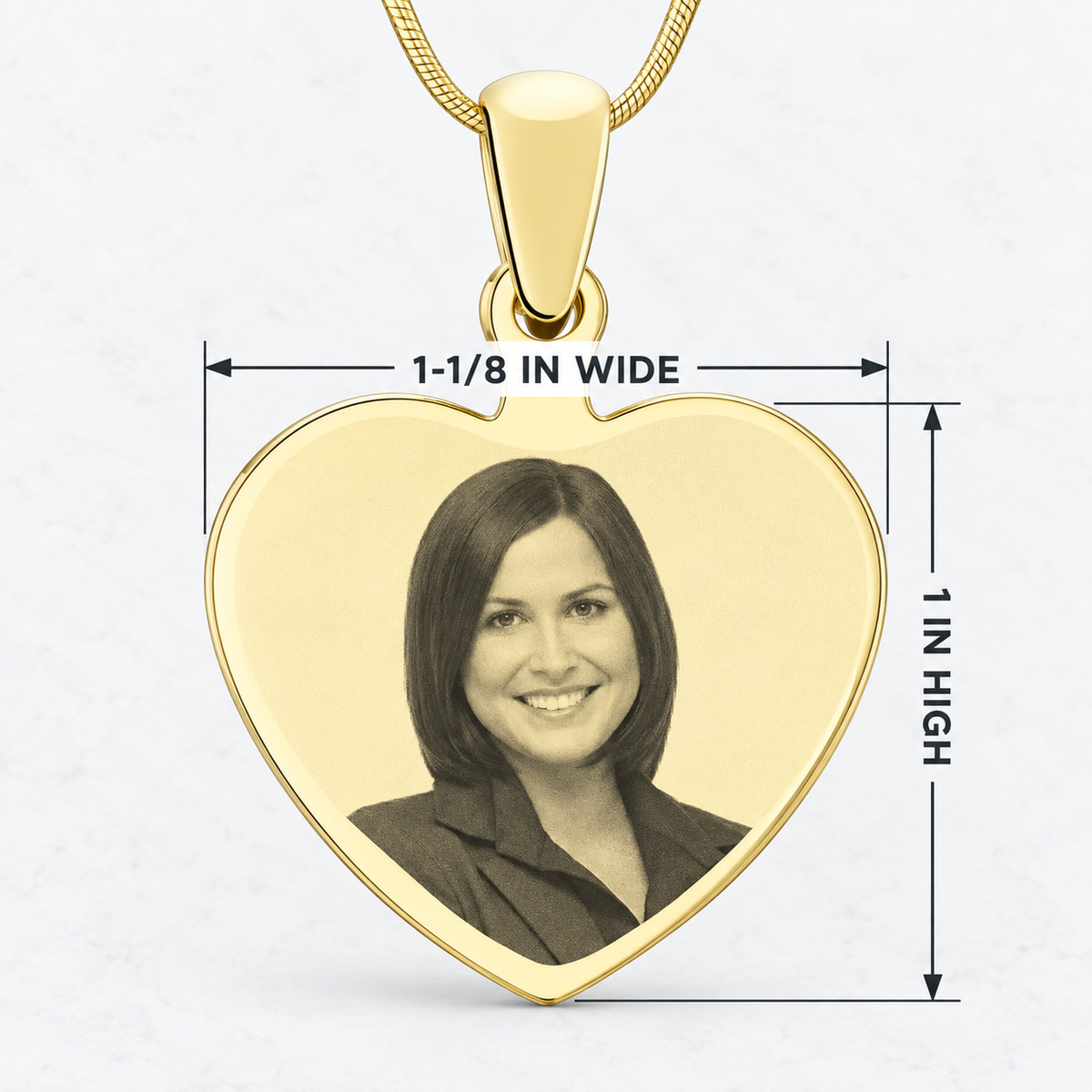 Custom Heart Photo Pendant Necklace Gold Plated With Engraving