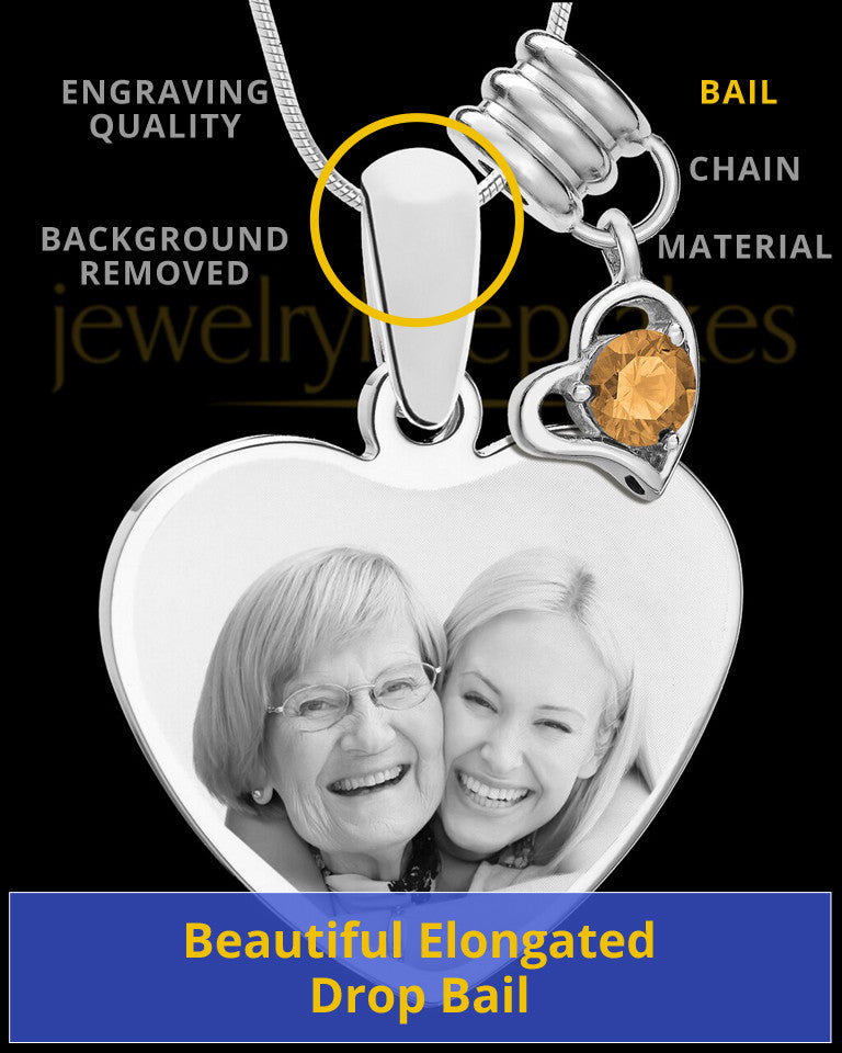 November Stainless Steel Memories Heart-Shaped Photo Engraved Pendant
