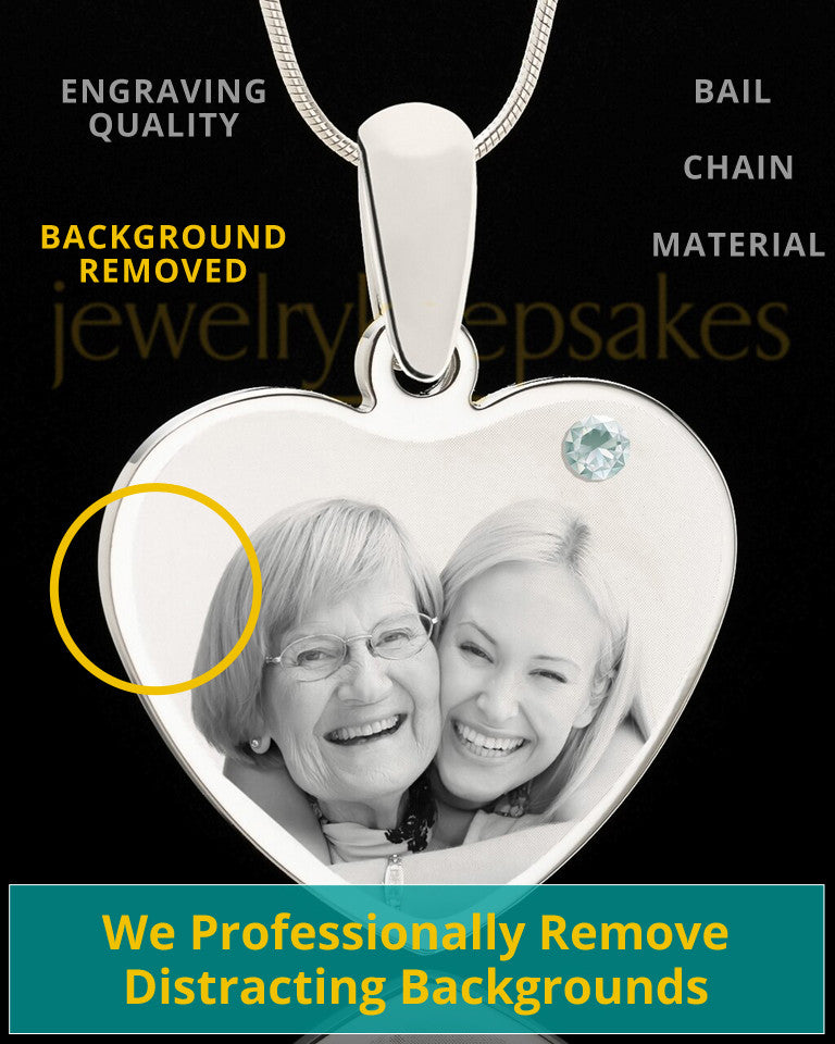 April Stainless Steel Memories Heart Photo Pendant