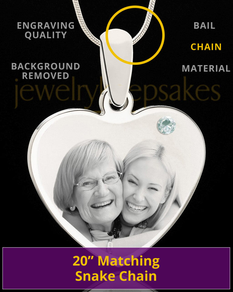 April Stainless Steel Memories Heart Photo Pendant