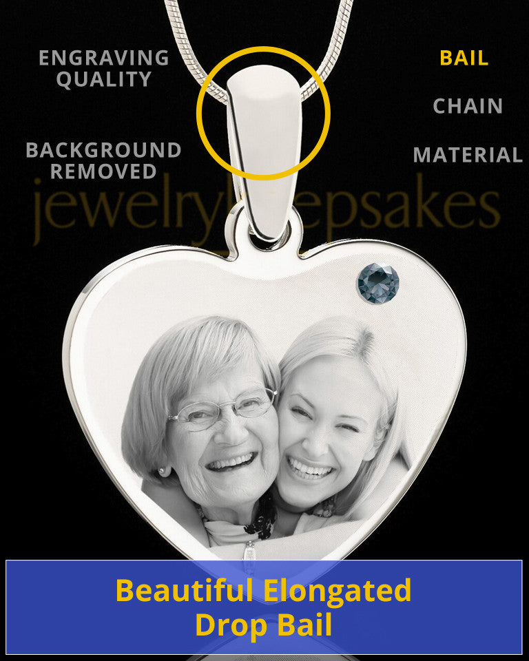 December Stainless Steel Memories Heart Photo Pendant