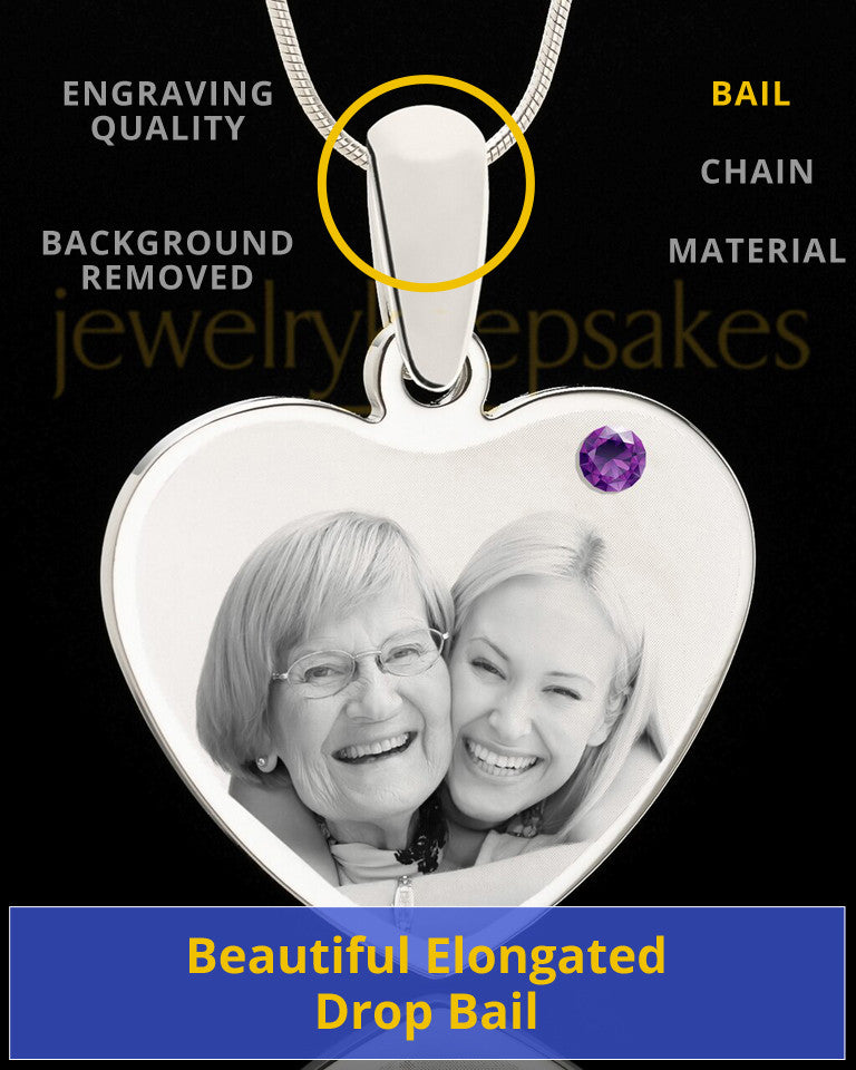February Stainless Steel Memories Heart Photo Pendant