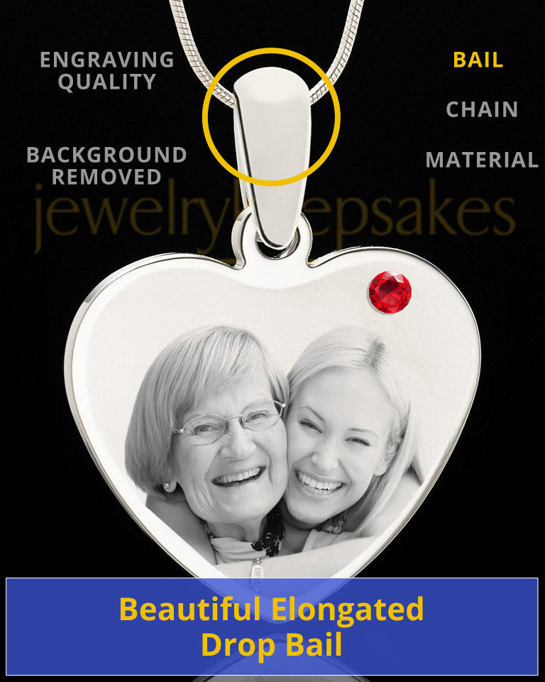 July Stainless Steel Memories Heart Photo Pendant