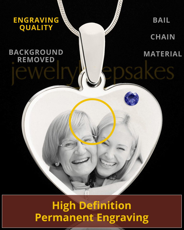 September Stainless Steel Memories Heart Photo Pendant