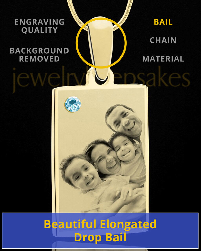 March Rectangle Gold Plated Photo Engraved Pendant