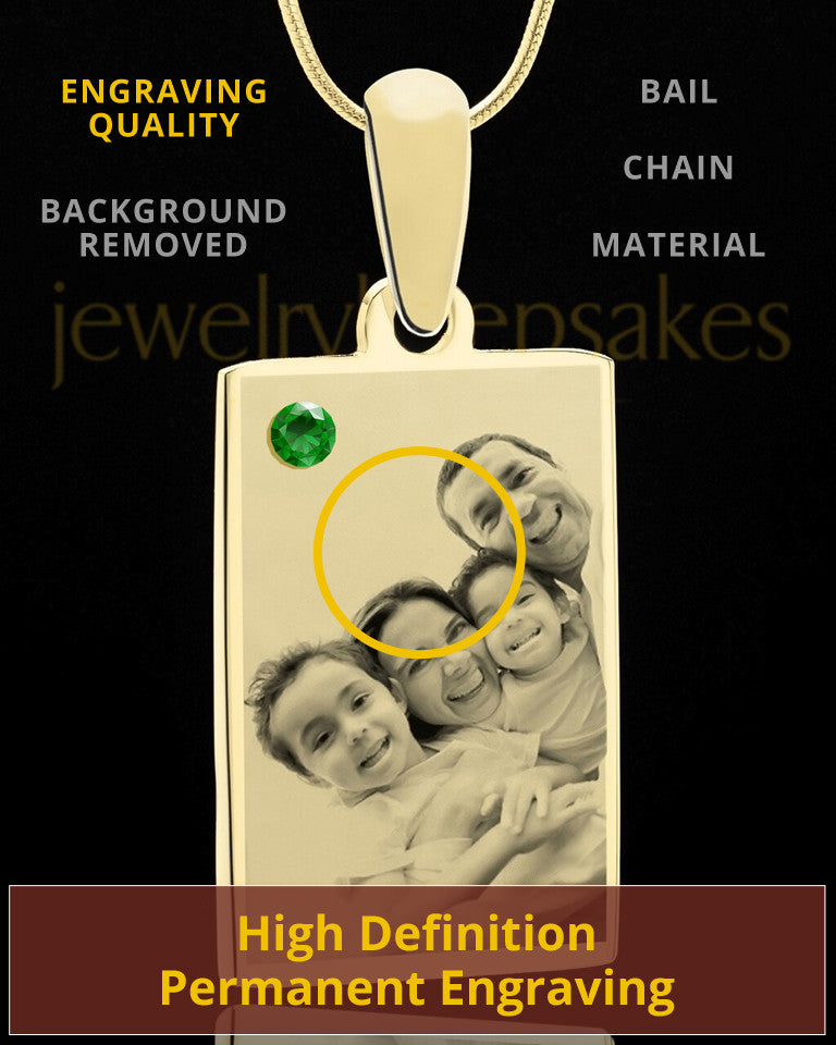 May Rectangle Gold Plated Photo Engraved Pendant