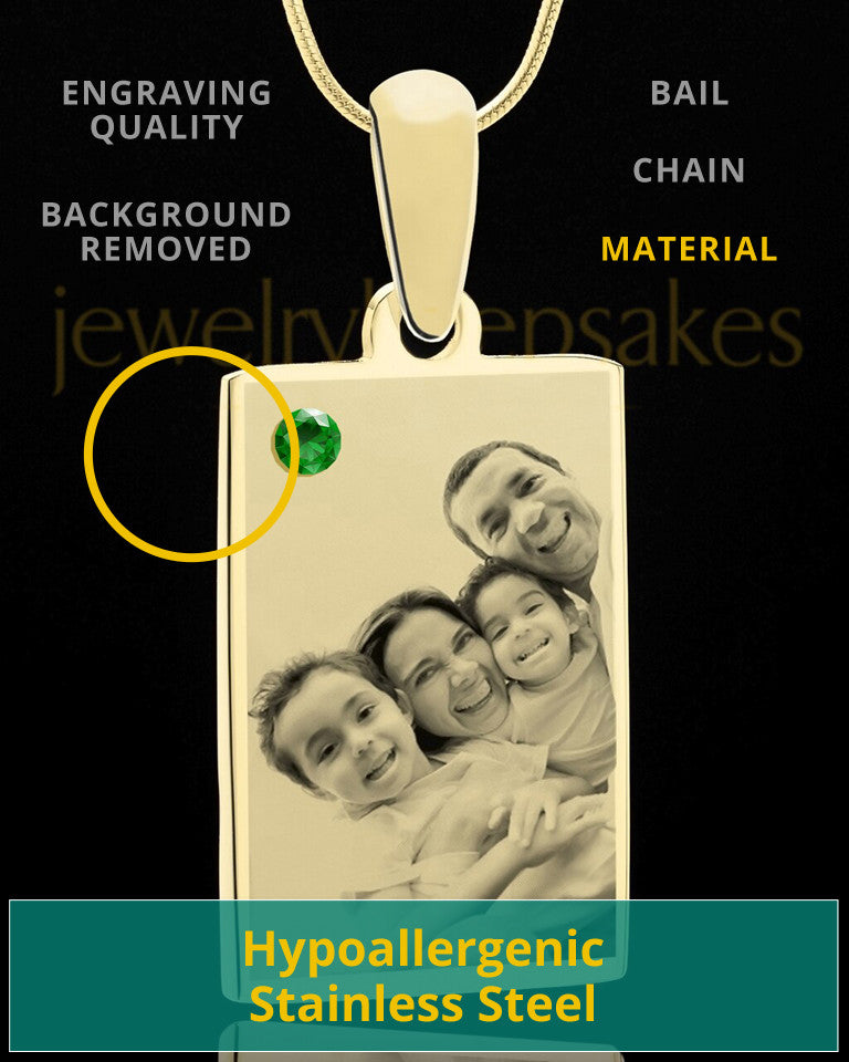 May Rectangle Gold Plated Photo Engraved Pendant