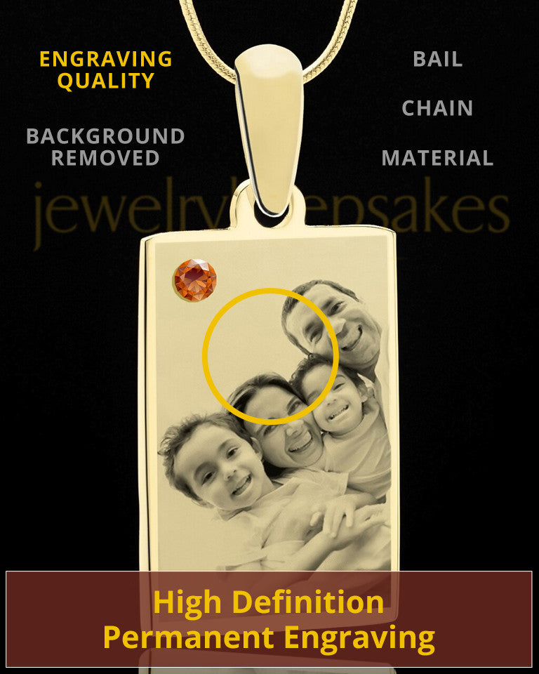November Rectangle Gold Plated Photo Engraved Pendant