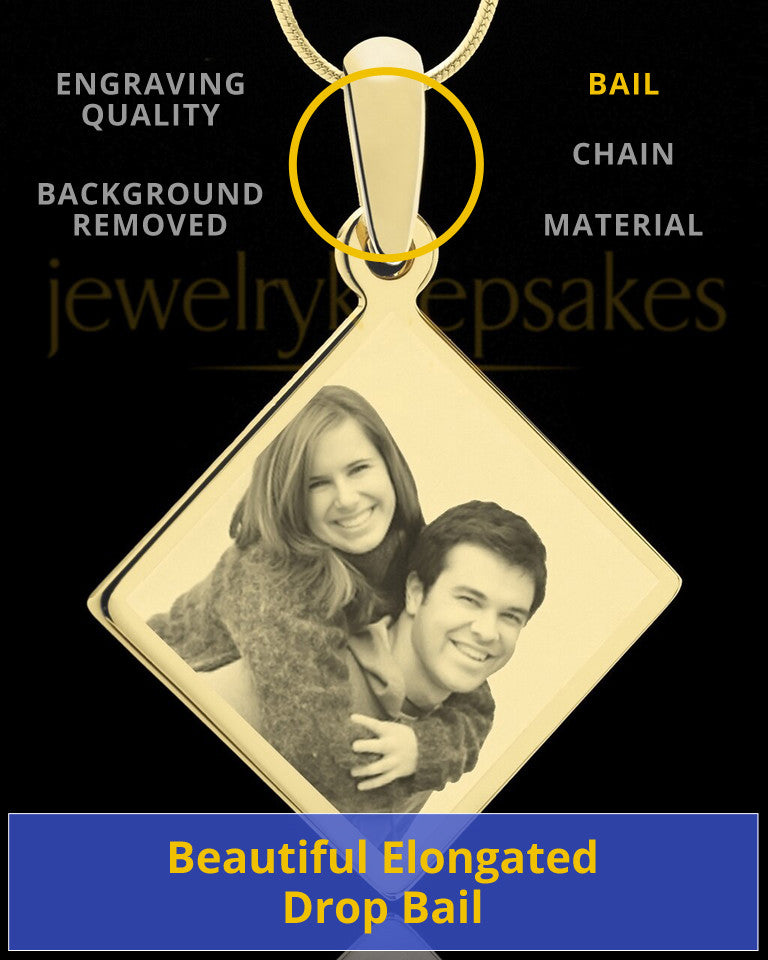 Photo Engraved Diamond Pendant Gold Plated on Stainless