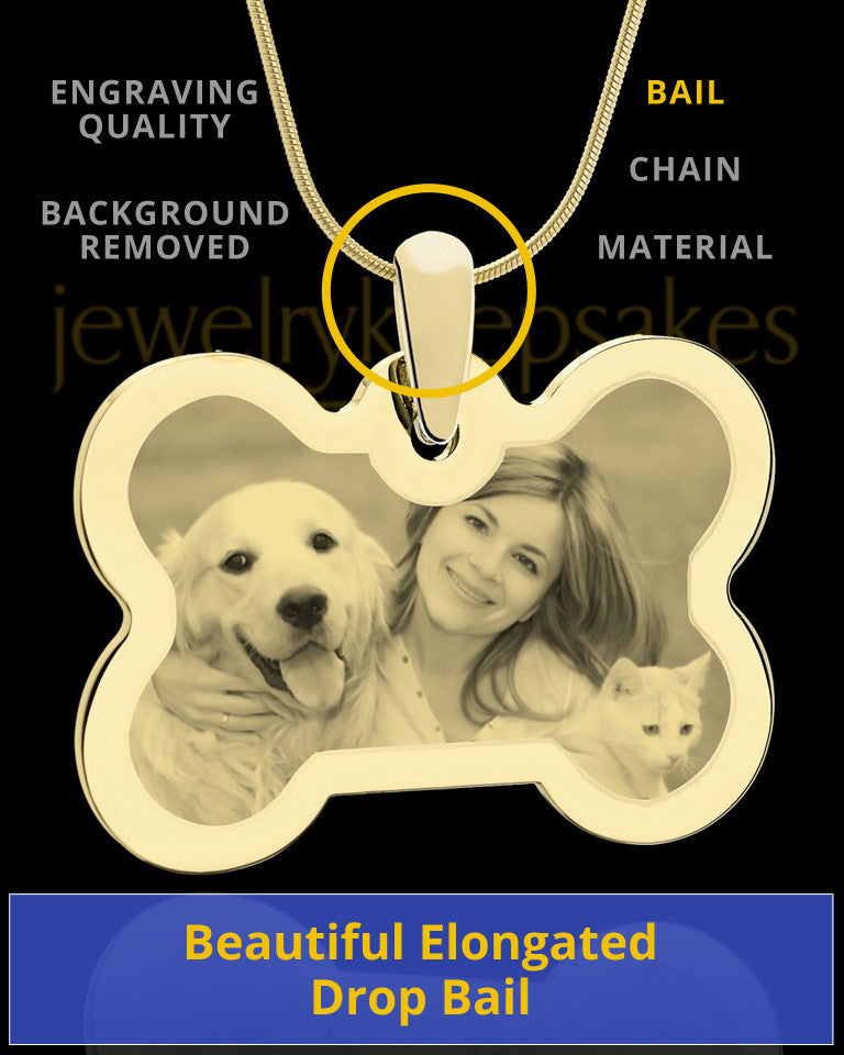 Photo Engraved Bone Pet Pendant Gold Plated