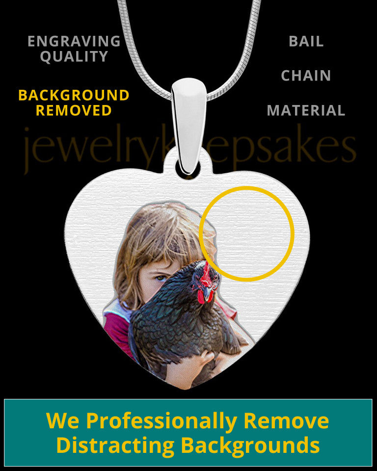 Full Color Heart Photo Engraved Pet Pendant Stainless Steel
