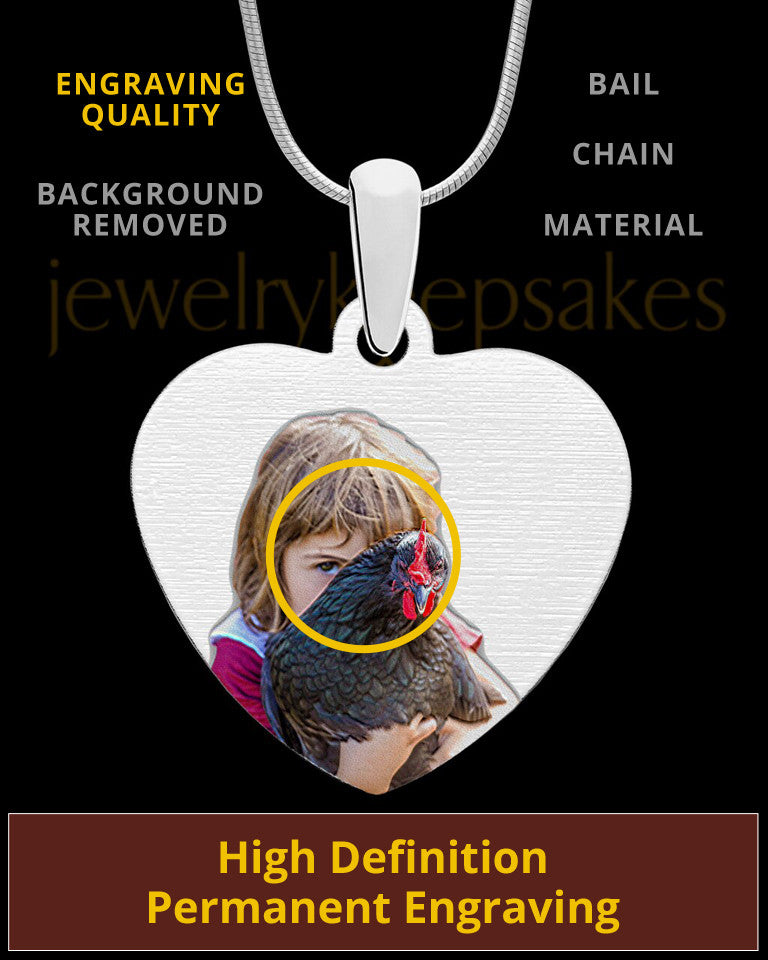 Full Color Heart Photo Engraved Pet Pendant Stainless Steel